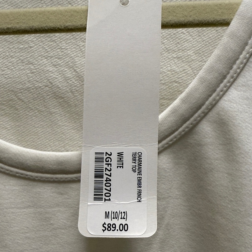 Soft Surroundings Charmaine White Embroidered Women's French Terry Top - Picture 2 of 4